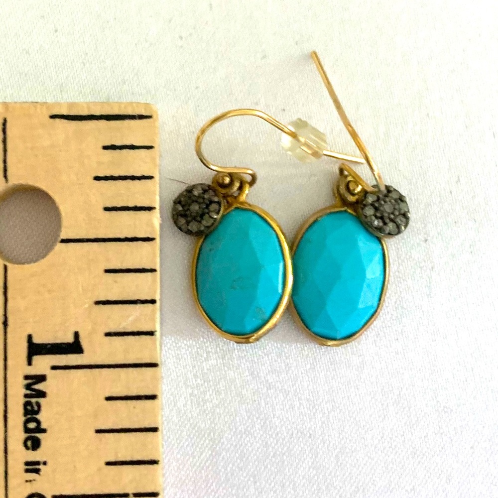 Turquoise and Pave Diamond Earrings
